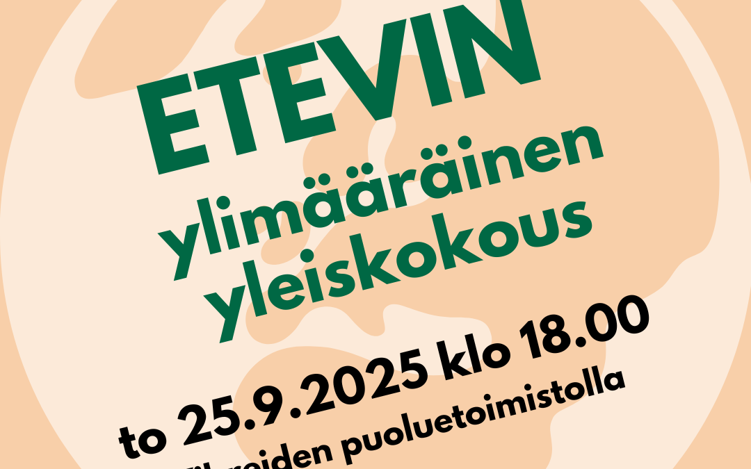 Kutsu & esityslista: Etelä-Helsingin Vihreiden ylimääräinen yleiskokous to 25.9.2025 klo 18